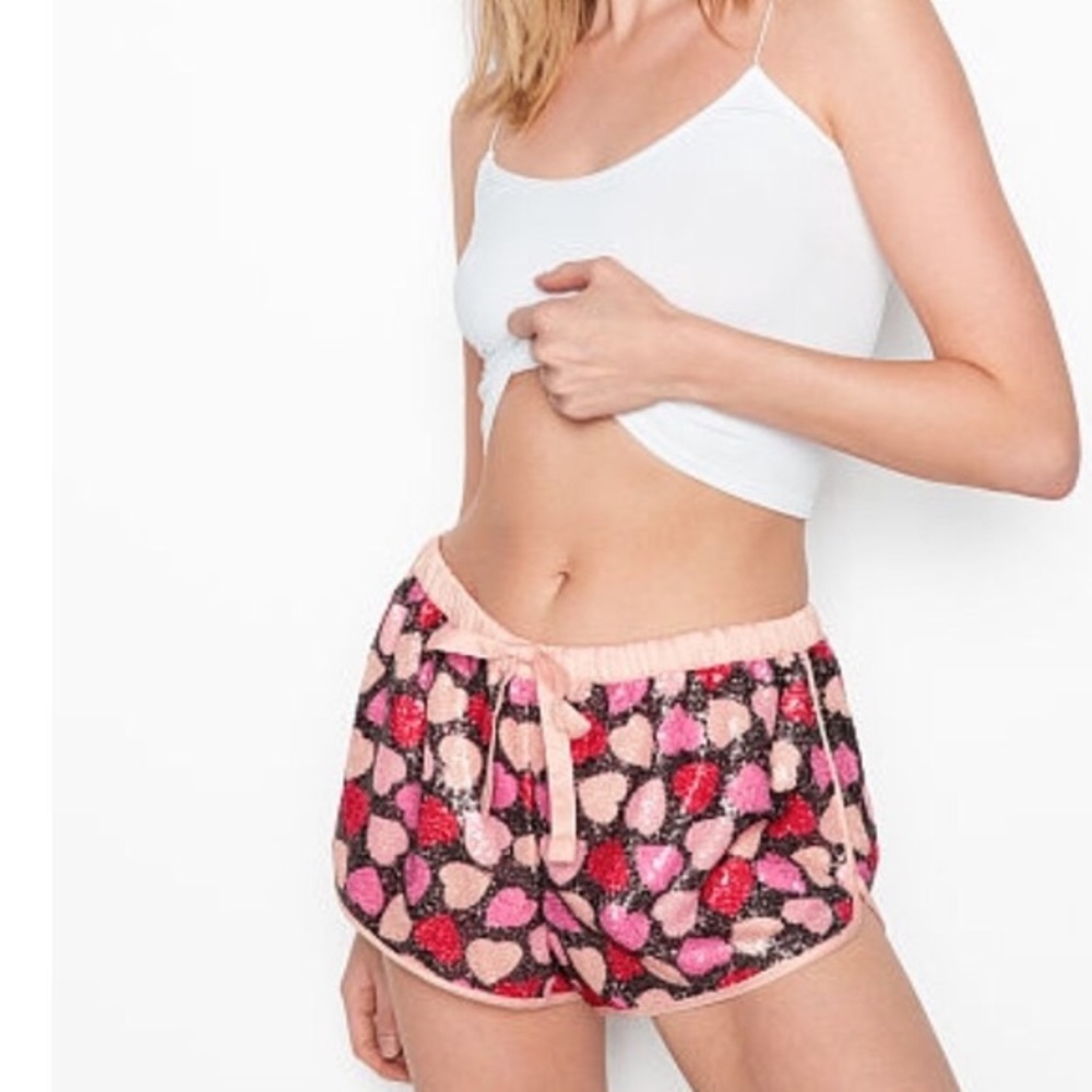 Victoria’s Secret sequined heart satin sleep short
